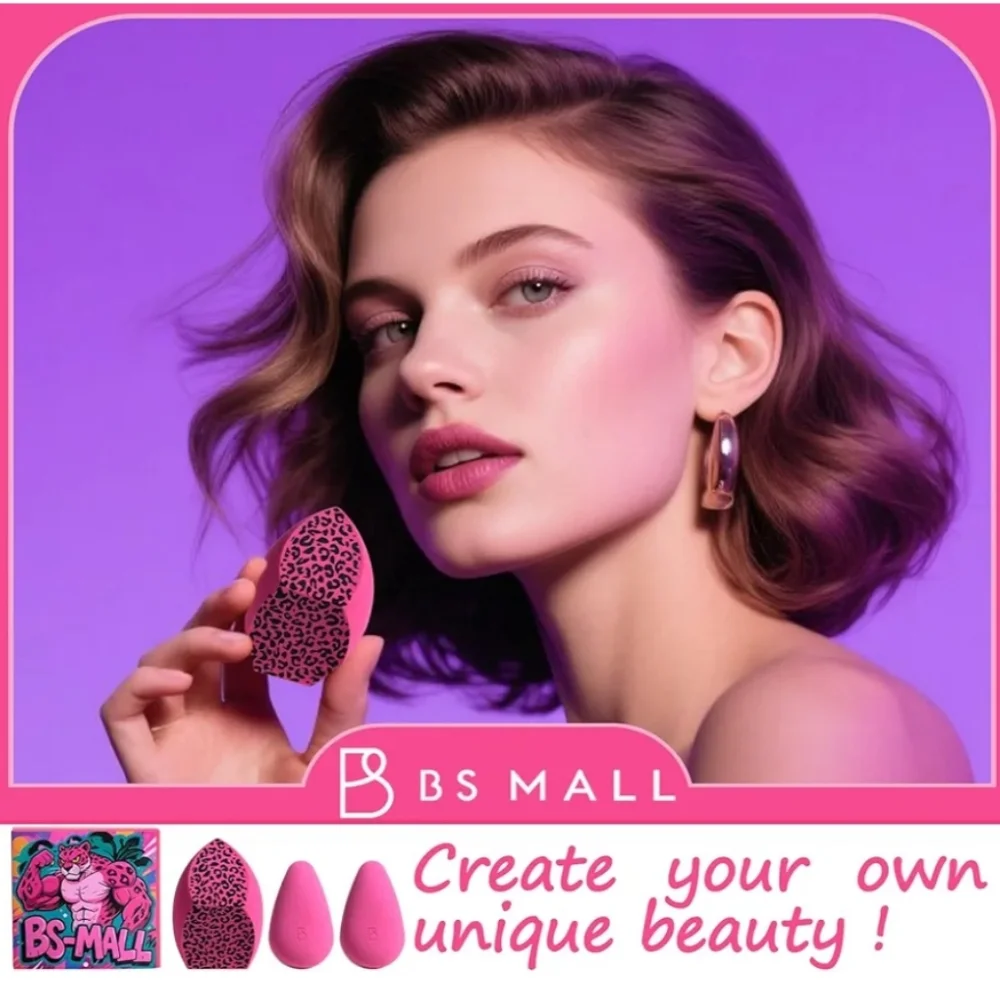 3pc Pink Leopard Makeup Sponge Set